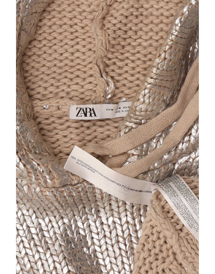 Zara - Jersey extragrande con capucha para mujer, talla 40, acrílico plateado mediano