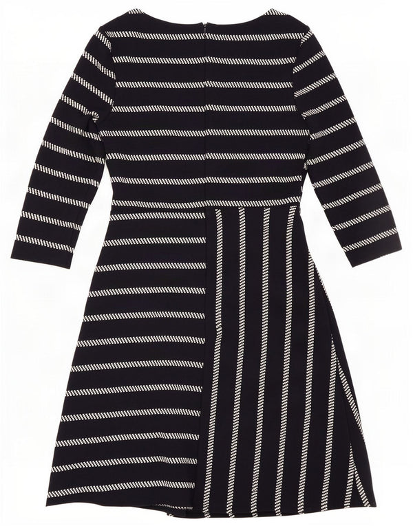 Phase Eight Vestido acampanado de manga 3/4 para mujer UK 40 Small Azul marino a rayas
