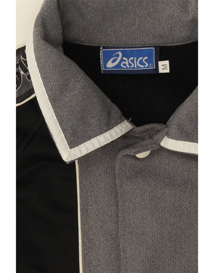 Asics Hombre Gráfico Chándal Top Chaqueta Mediano Negro Colorblock