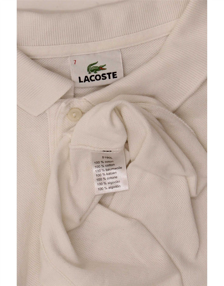 Polo Lacoste para hombre talla 7 2XL algodón blanco