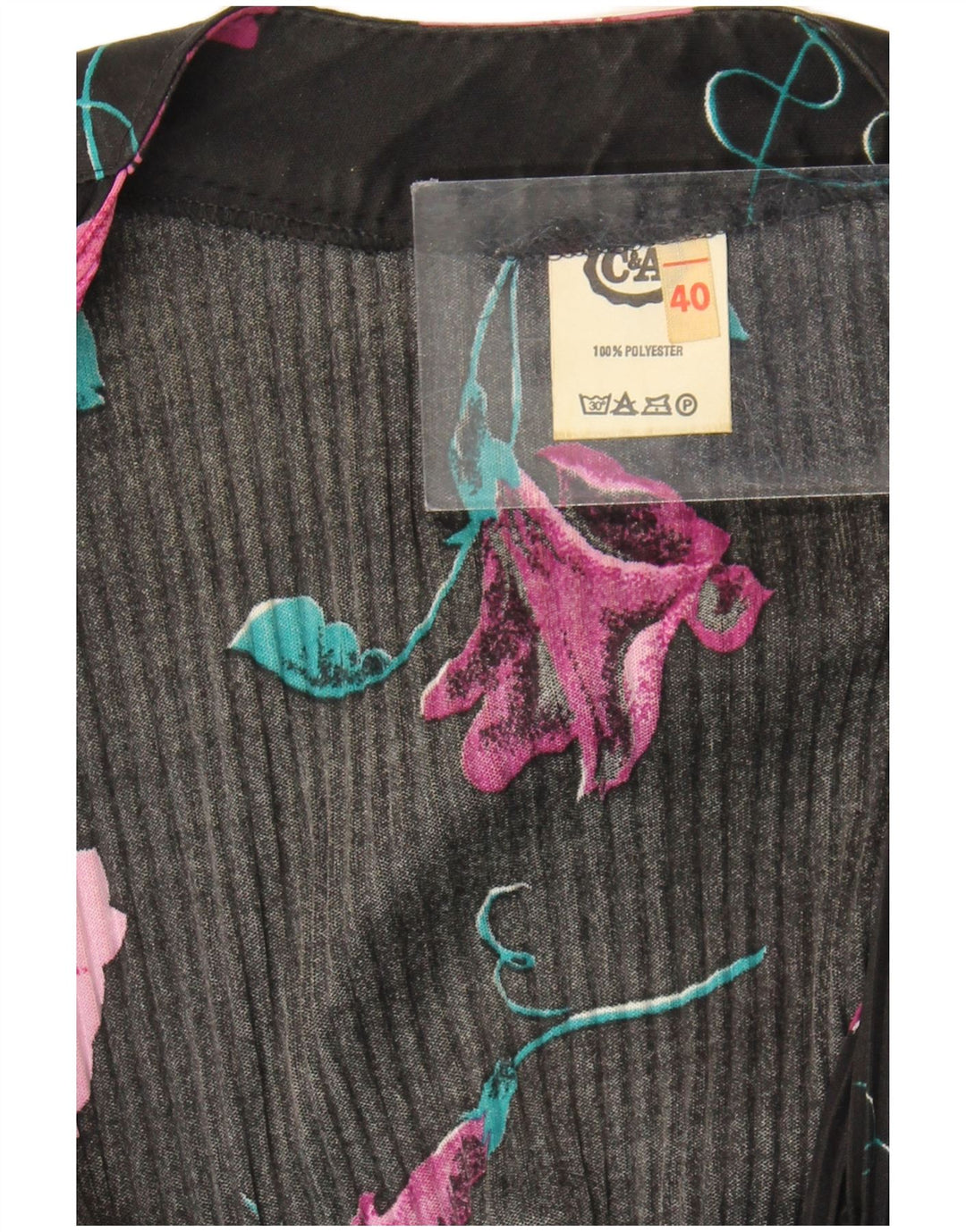 C&A Vestido largo de manga 3/4 para mujer EU 40 Poliéster floral negro mediano