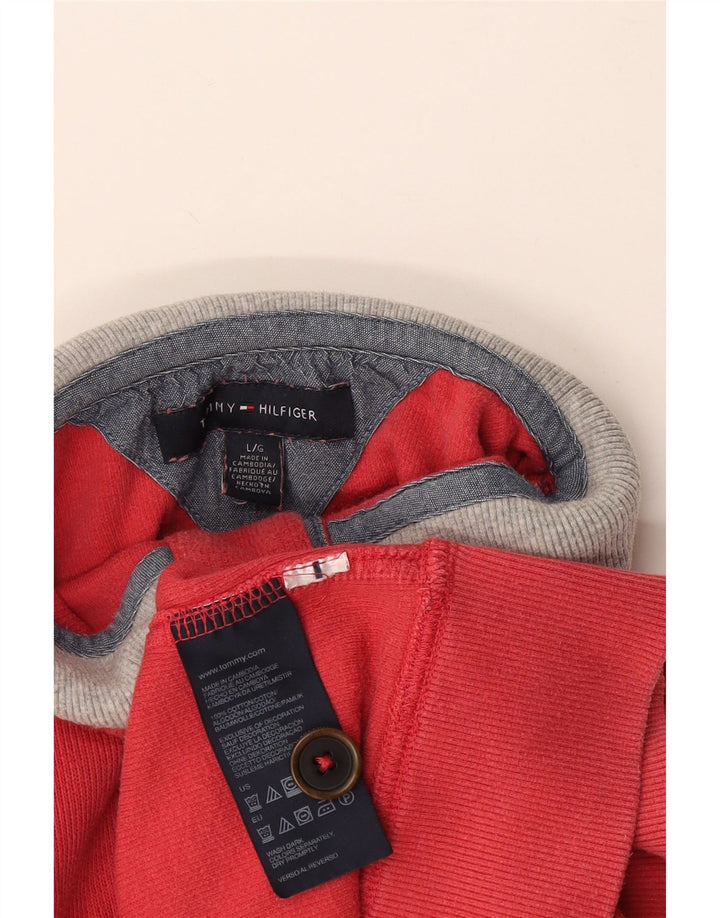 Tommy Hilfiger Hombre Botón Cuello Sudadera Jumper Grande Algodón Rojo