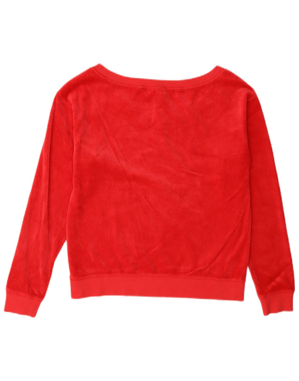 Juicy Couture Sudadera de Terciopelo de Gran tamaño para Mujer Jersey UK 6 XS Algodón Rojo