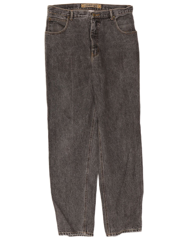 John F Gee Vaqueros cónicos para hombre IT 52 XL W34 L33 Algodón gris