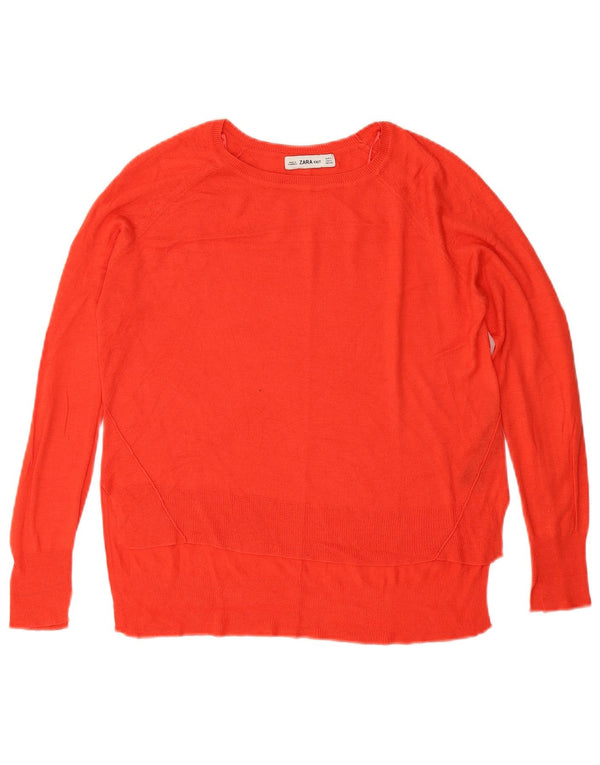 Zara - Jersey extragrande con cuello barco para mujer, talla 10, viscosa naranja pequeña