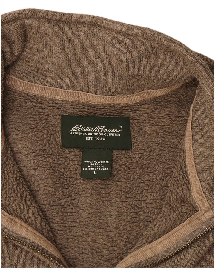 EDDIE BAUER Sudadera con cuello y cremallera para hombre Jersey grande Marrón Poliéster