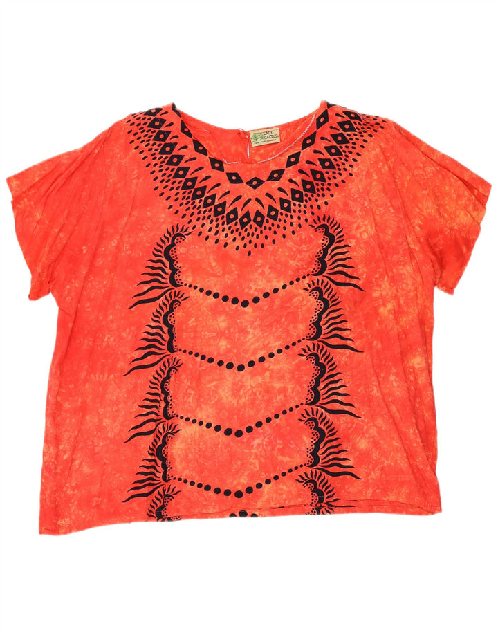 VINTAGE Womens Blouse Top UK 20 2XL Red Geometric