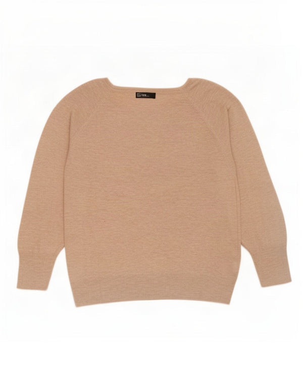 Zara Womens Oversized Boat Neck Jumper Sweater UK 14 Medium Beige Viscose