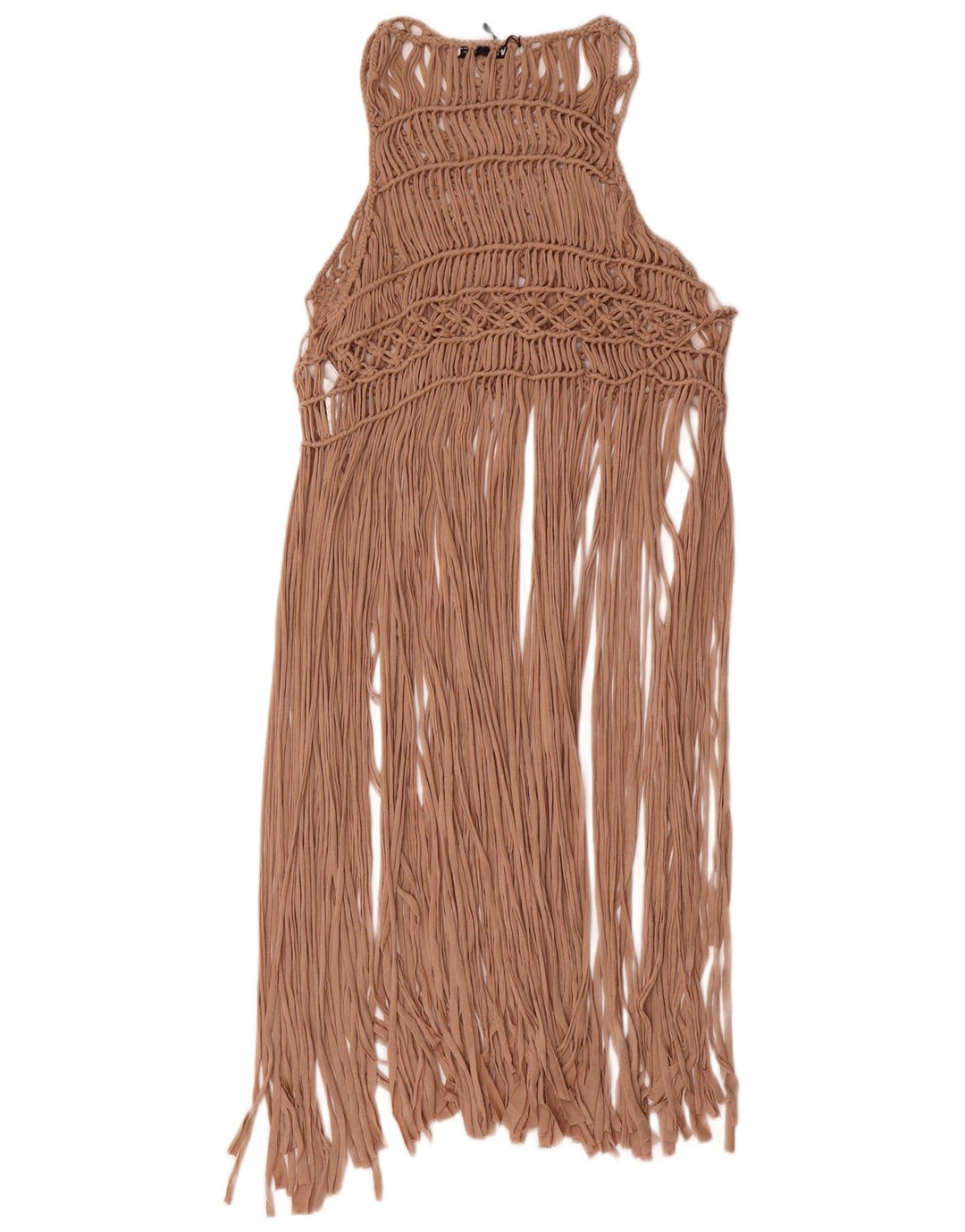 Zara Vestido De Playa De Ganchillo Para Mujer UK 42 Poliéster Beige Medio