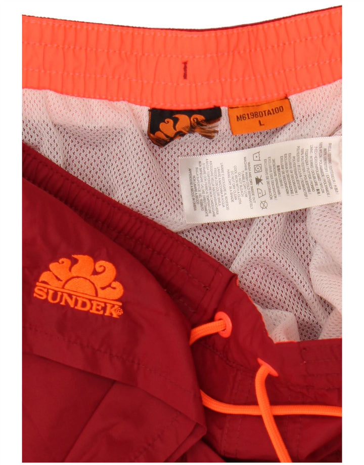 Sundek Bañador para hombre, talla grande, nailon rojo