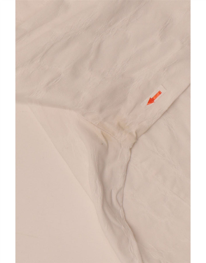 Vintage mujer camisa de manga larga blusa Reino Unido 14 blanco medio