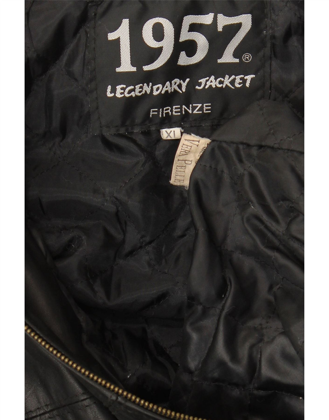1957 LEGENDARY Chaqueta de cuero Firenze para hombre UK 42 XL Cuero negro