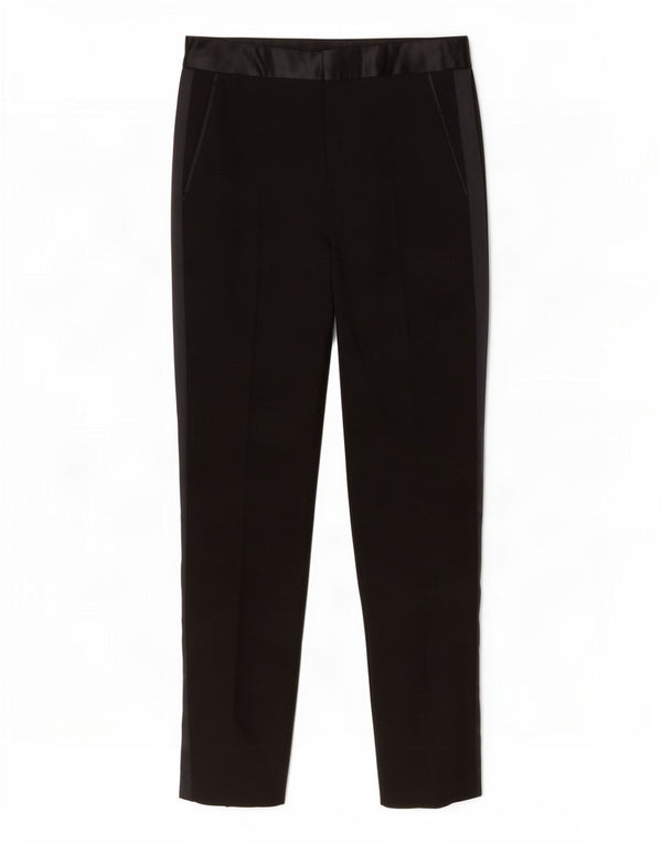Zara Mujer Pantalón De Traje Cónico Pequeño W26 L27 Poliéster Negro