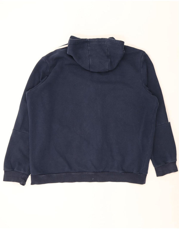 Adidas - Sudadera con capucha y cremallera para hombre, talla 2XL, algodón azul marino