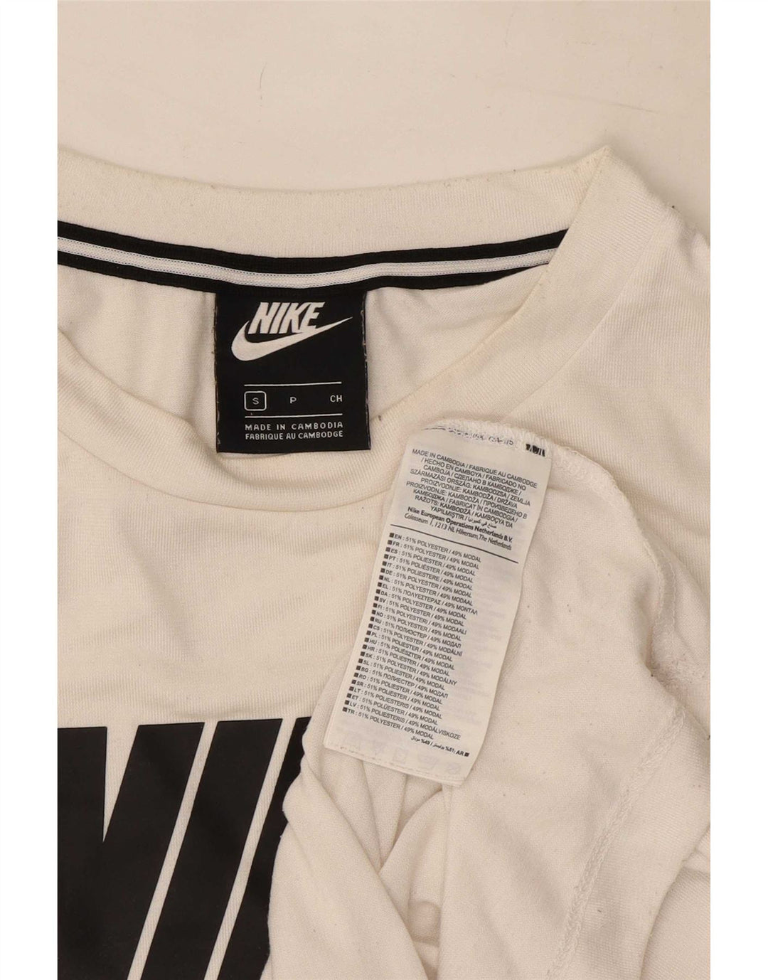 Nike Camiseta gráfica para hombre Top pequeño de poliéster blanco roto