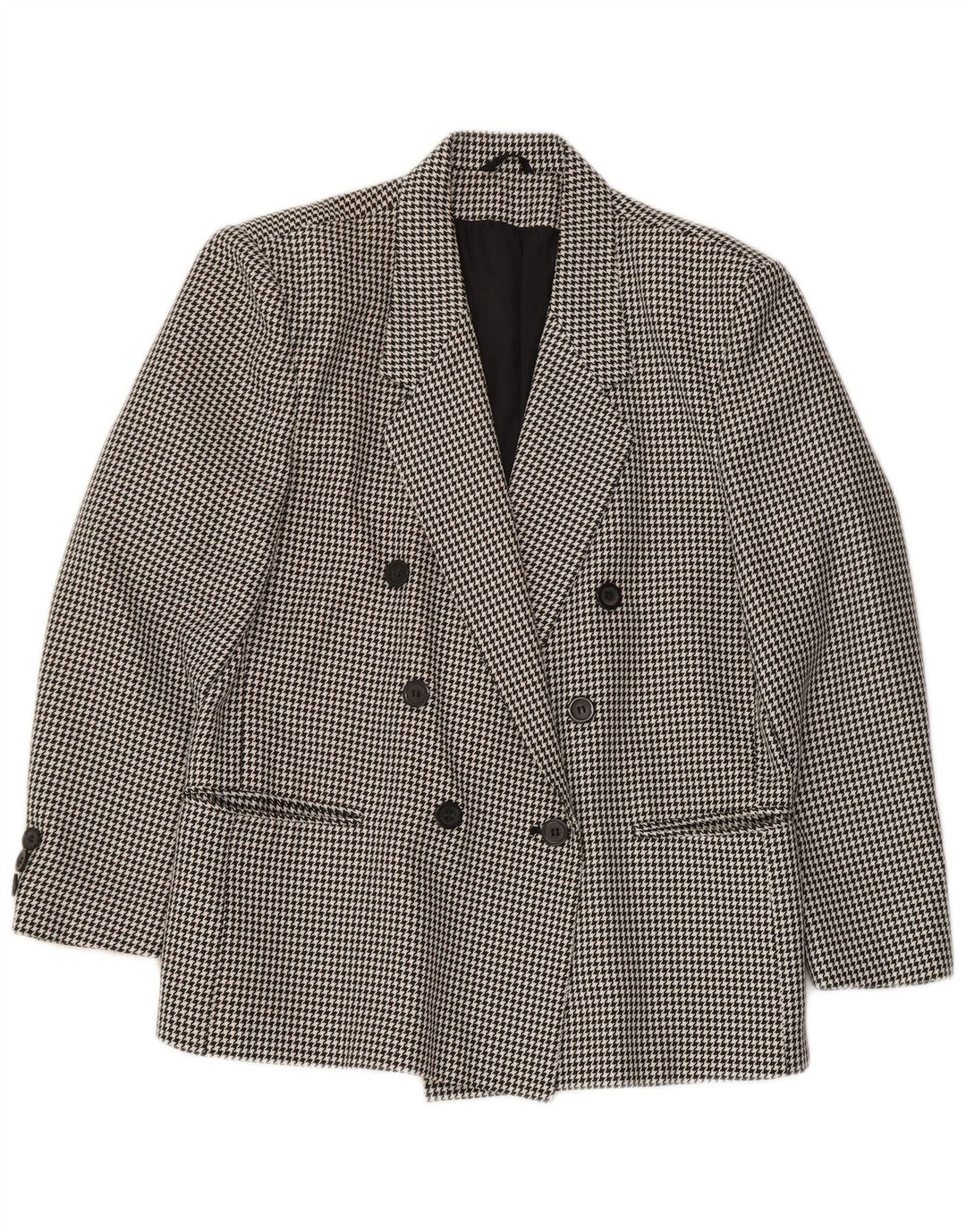 CLASSIC Chaqueta tipo blazer con doble botonadura para mujer UK 40 Grande Pata de gallo negra