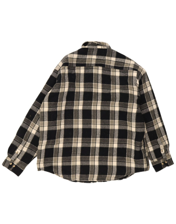 Vintage hombres leñador franela camisa XL negro comprobar algodón