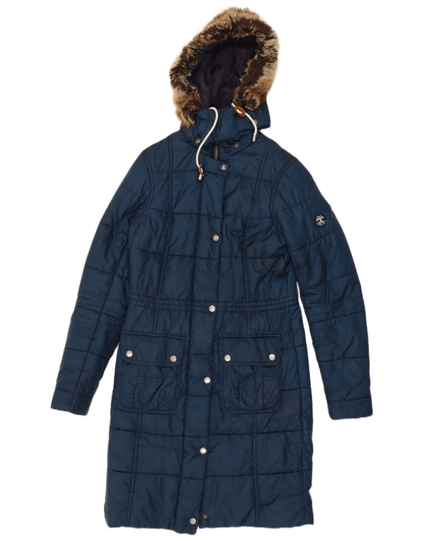 Barbour Abrigo acolchado con capucha para mujer UK 8 Small Poliéster azul marino