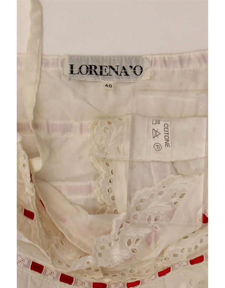Lorena'O Top corto de tirantes para mujer IT 40 Small White Stripe Cotton