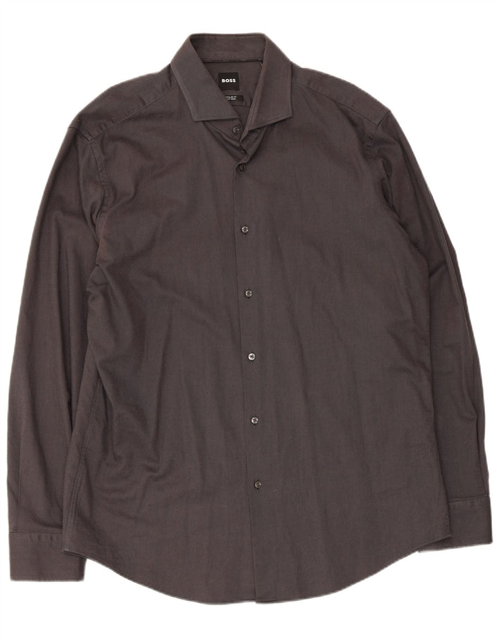 Camisa Hugo Boss Hombre Regular Fit Talla 43 17 XL Algodón Gris