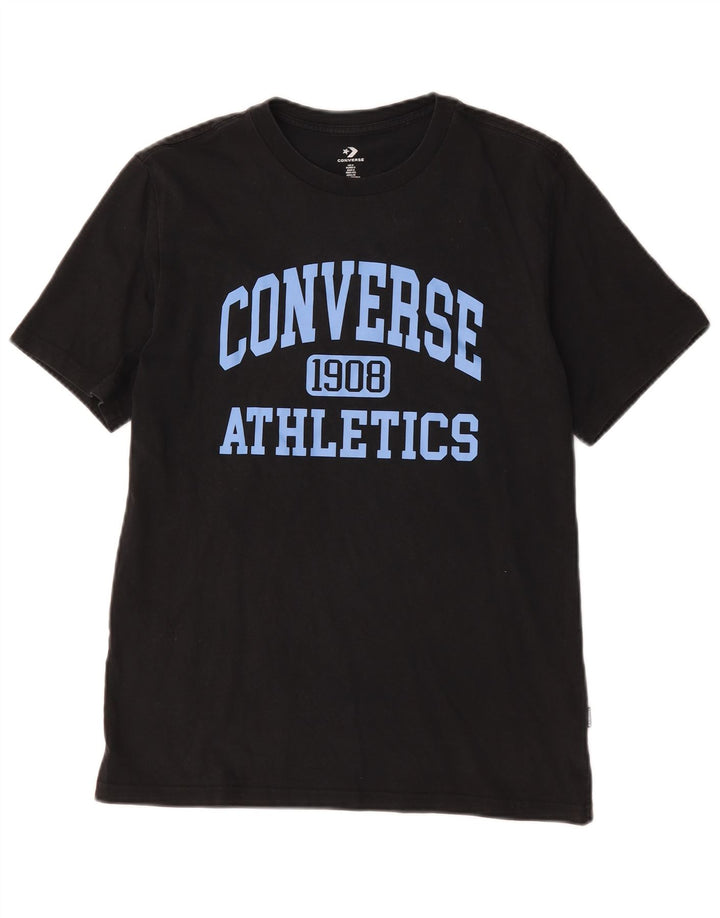 Converse - Camiseta gráfica para hombre, talla pequeña, algodón negro
