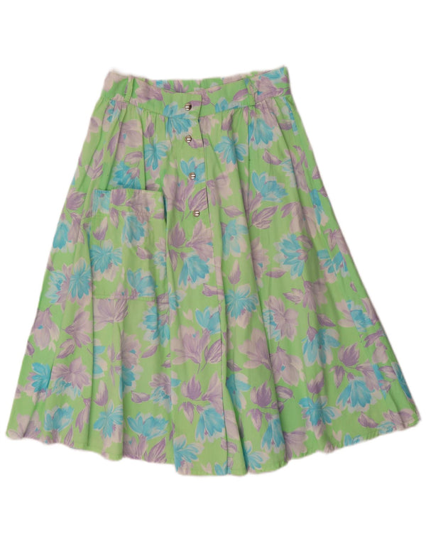Falda acampanada midi vintage para mujer IT 42 Mediana W30 Algodón floral verde