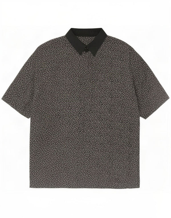 Please Camisa de manga corta para mujer ES 40 XL Negro Geométrico
