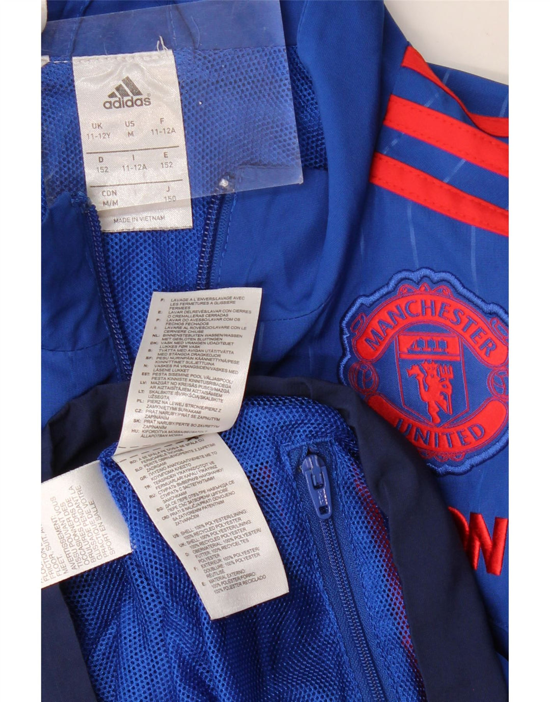 ADIDAS Chicos Manchester United Chándal Top Chaqueta 11-12 Años Azul