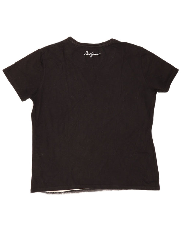 DESIGUAL Camiseta gráfica para hombre Top 2XL Gris Colorblock Algodón