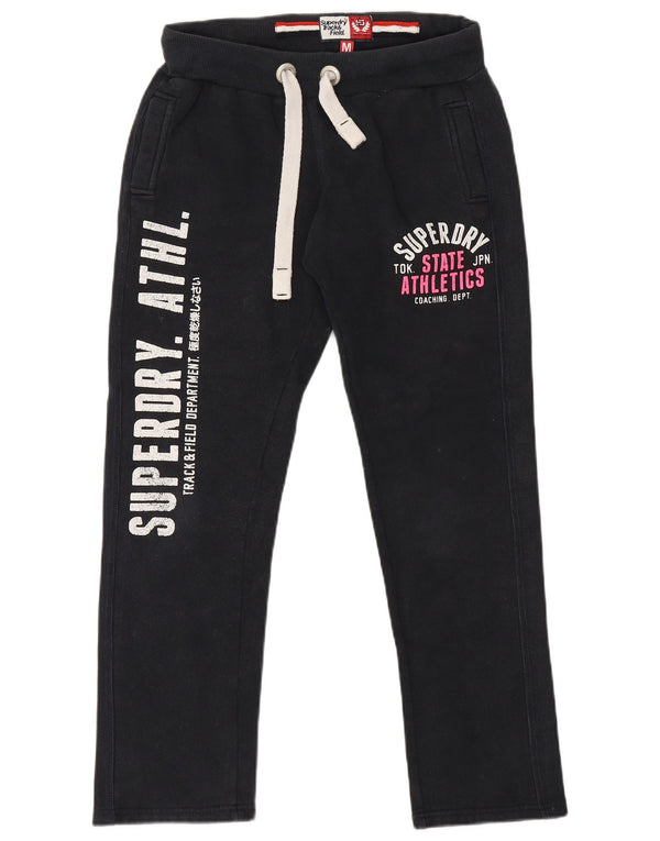 Superdry Pantalones De Chándal Gráficos Para Mujer UK 44 Mediano Algodón Negro