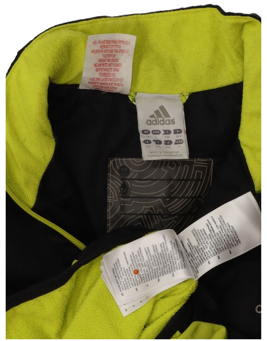 ADIDAS Boys Tracksuit Top Jacket 13-14 Years Black Colourblock Polyester