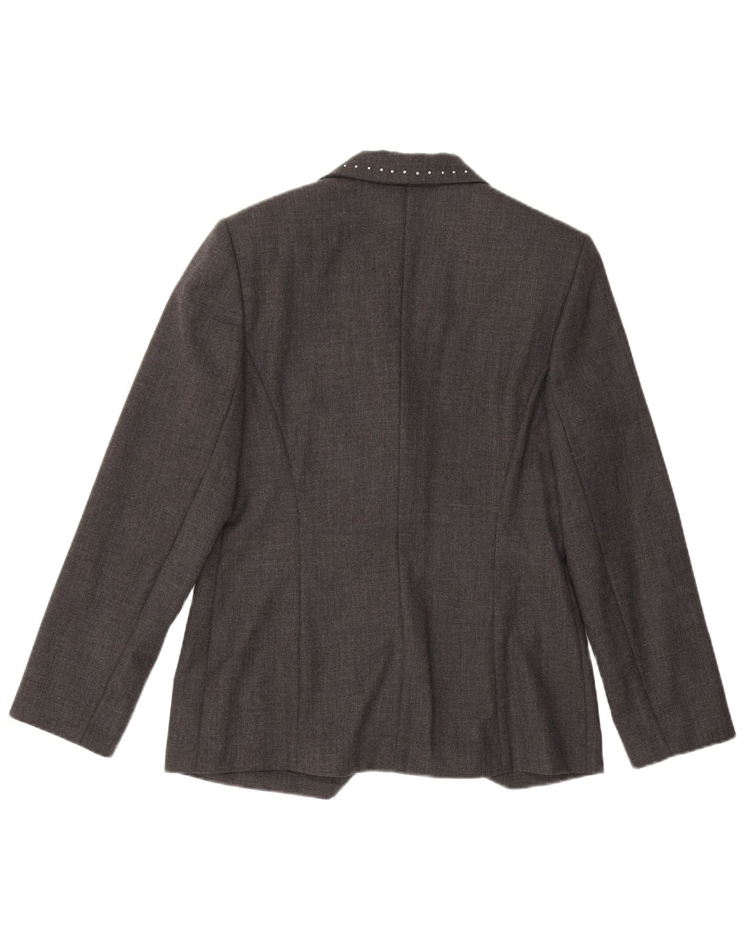 Pancaldi & B Chaqueta Americana Abierta para Mujer IT 46 Grande Lana Virgen Gris
