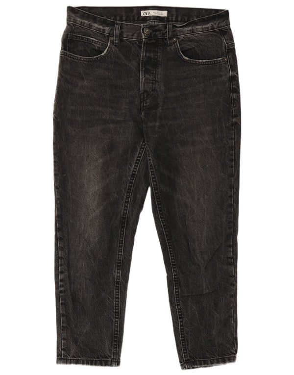Zara Mens Cropped Slim Jeans EU 42 Large W32 L24 Gris Algodón
