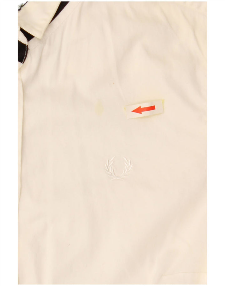 FRED PERRY Camisa de mujer Reino Unido 12 Medio Off White Algodón