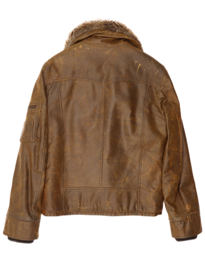 Chaqueta de cuero imperial para hombre UK 42 XL Cuero marrón