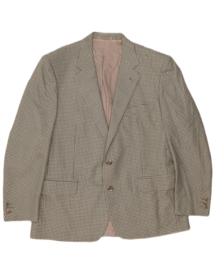 Trussardi Chaqueta tipo blazer de 2 botones para hombre UK 40 Large Gris Lana de pata de gallo