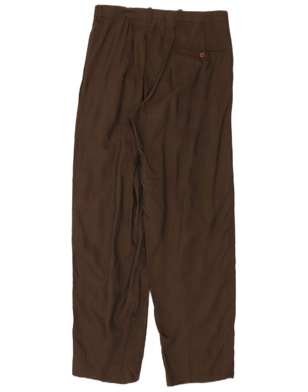 GB.PEDRINI Pantalón de traje con pinzas para hombre IT 48 Medium W32 L33 Lino marrón