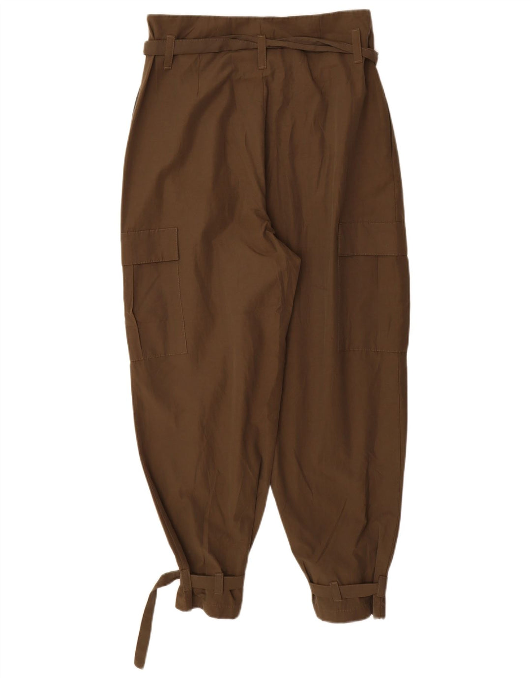 Zara Mujer Pantalón Cargo Pegged Mediano W28 L26 Poliéster Caqui