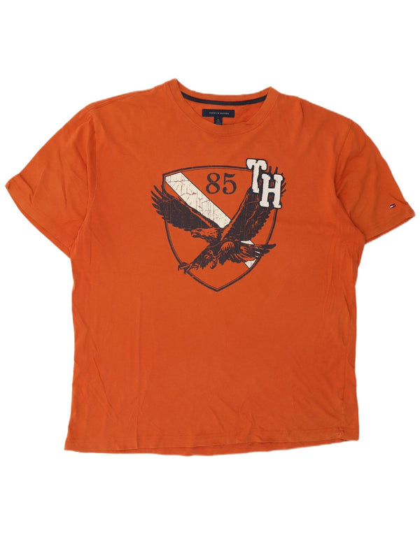 Tommy Hilfiger Camiseta gráfica para hombre Top XL Algodón naranja
