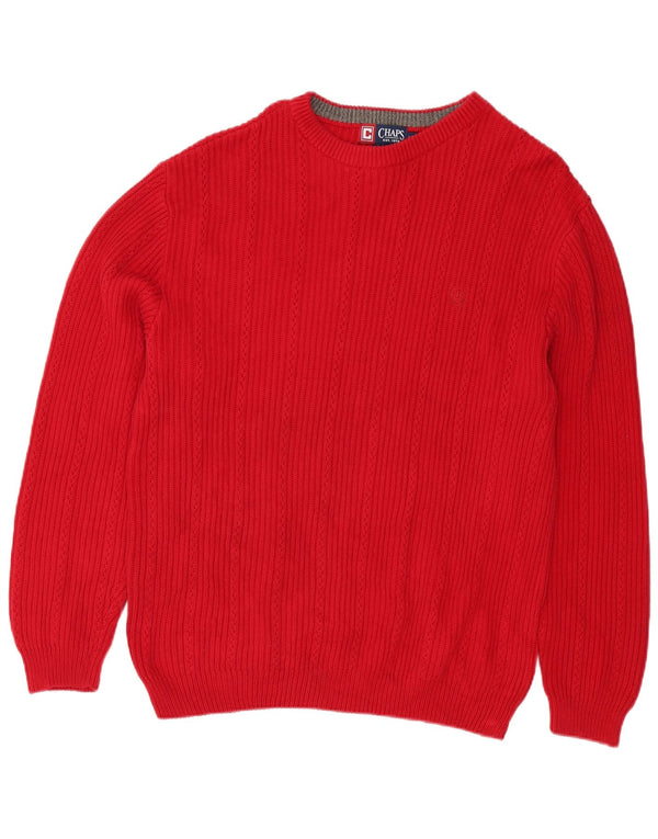 Chaps - Jersey de cuello redondo para hombre, talla grande, algodón rojo