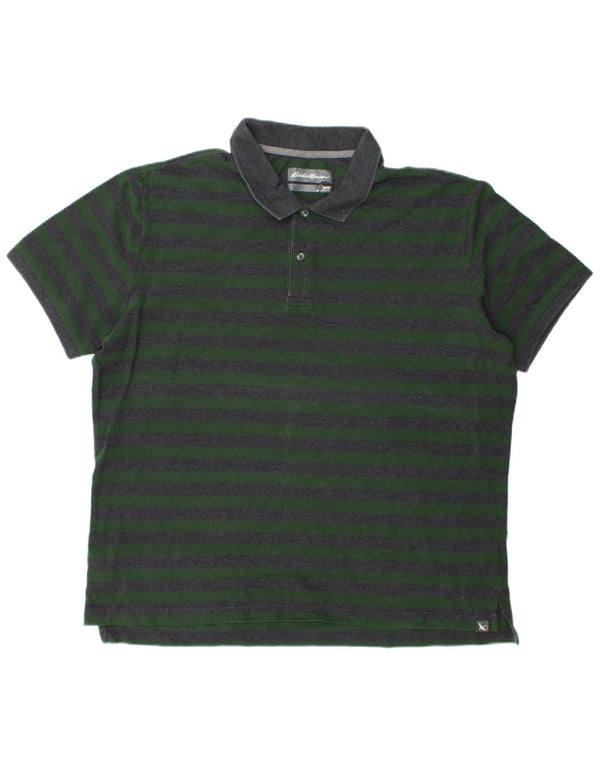 EDDIE BAUER Polo Hombre XL Algodón Rayas Verde