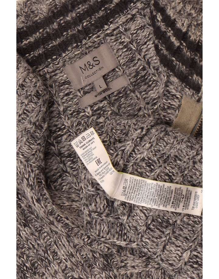 Marks & Spencer Suéter tipo jersey con cuello y cremallera para mujer UK 46 Grande Gris moteado