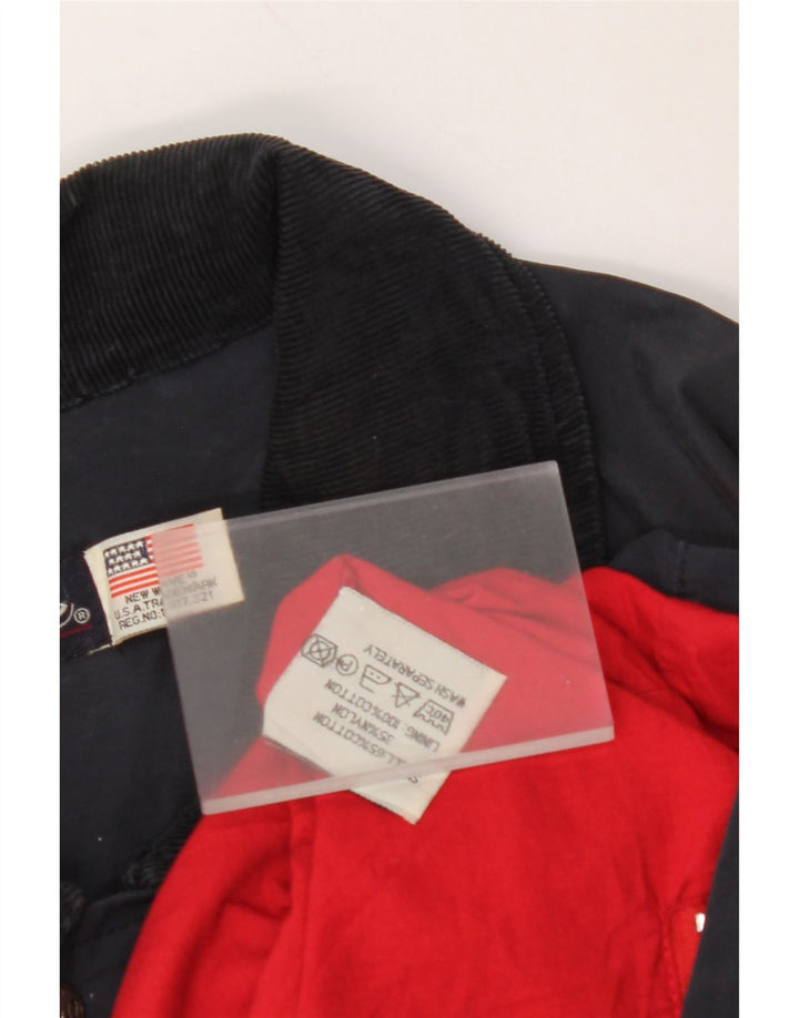 VINTAGE Chaqueta cortavientos para hombre Reino Unido 44 2XL Algodón azul marino