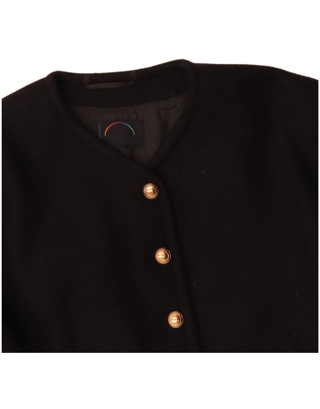 BOGNER Chaqueta tipo blazer corta con 5 botones para mujer UK 40 XL Negro