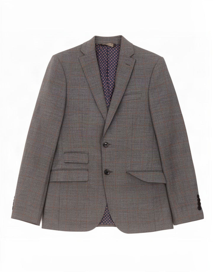 Marks & Spencer Chaqueta tipo blazer entallada con 2 botones para hombre UK 36 Small Blue Check