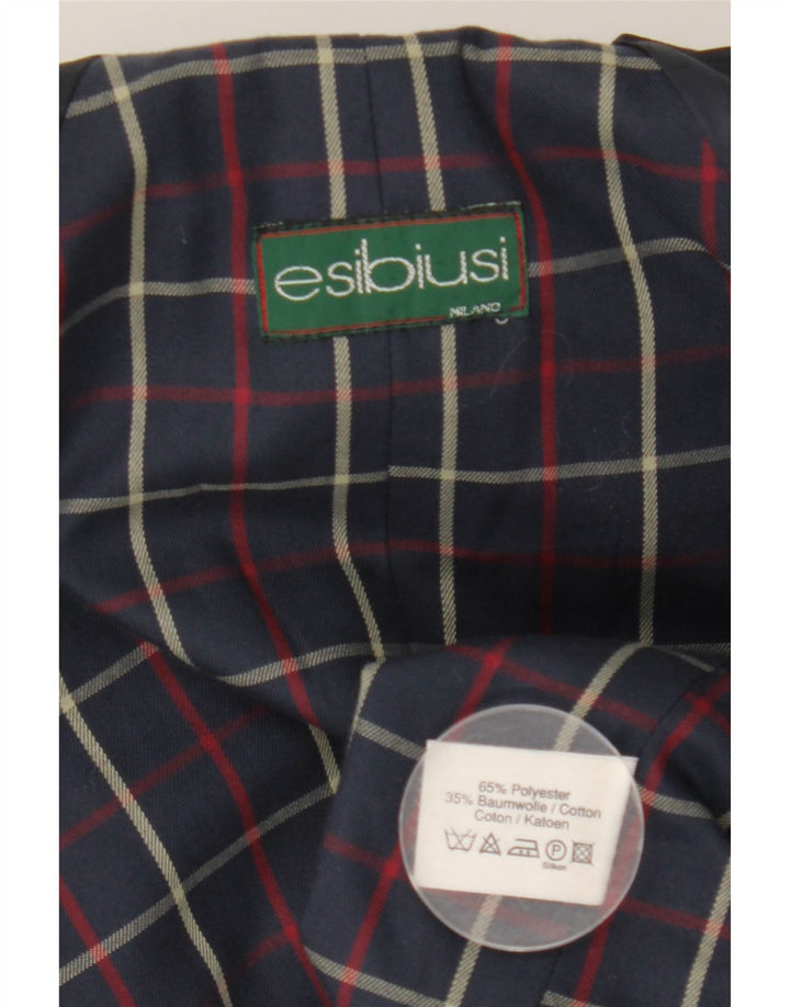 Vintage mujer abrigo Reino Unido 16 poliéster azul marino grande