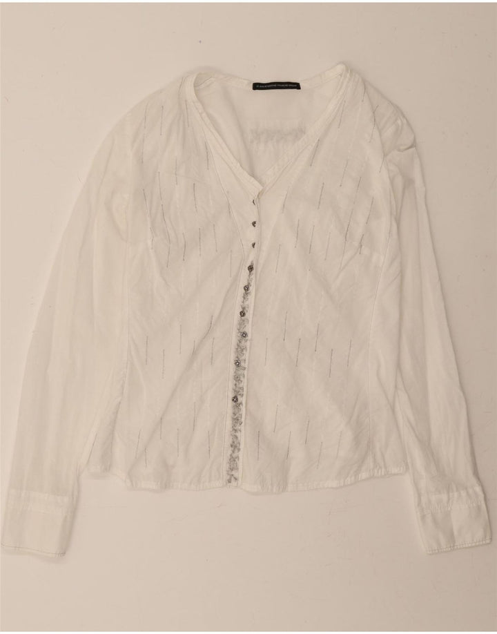 VINTAGE Womens Shirt Blouse IT 46 Large White Floral Vintage Vintage and Second-Hand Vintage from Messina Hembry 
