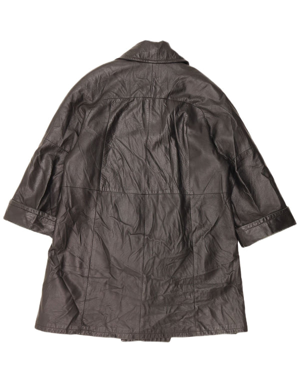 Abrigo de cuero VINTAGE para mujer IT 48 XL Negro