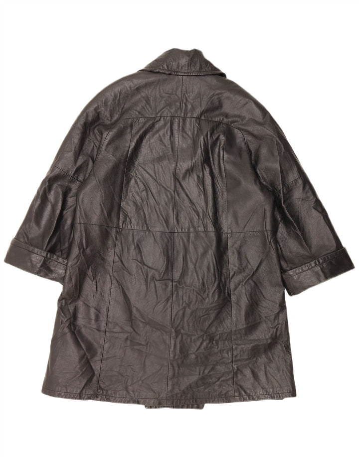 Abrigo de cuero VINTAGE para mujer IT 48 XL Negro