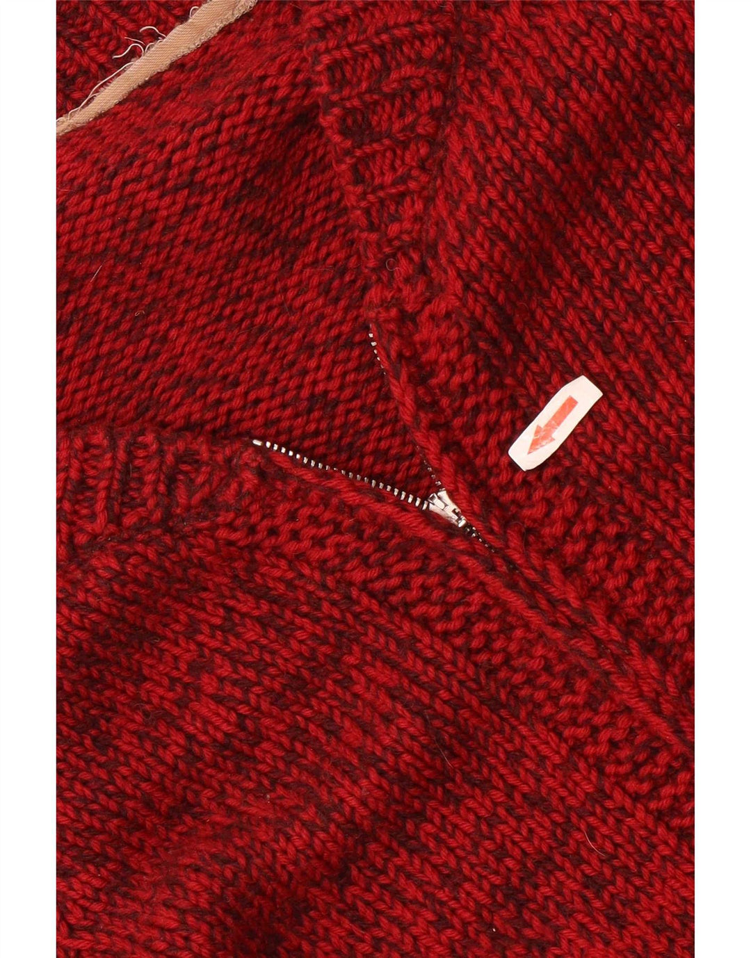 Vintage hombres Cardigan suéter medio rojo moteado
